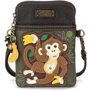 Wilderness Animal Collection Cell Phone Crossbody Purse Olive Multicolor Vegan L